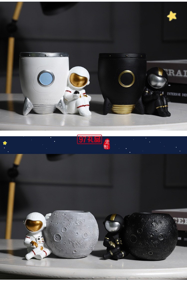 創意時尚北歐宇航員筆筒多功能桌面收納盒可愛兒童卡通太空人擺件