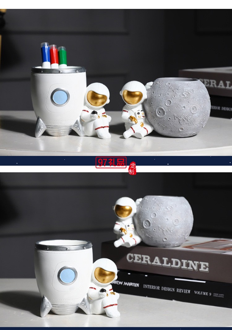 創意時尚北歐宇航員筆筒多功能桌面收納盒可愛兒童卡通太空人擺件