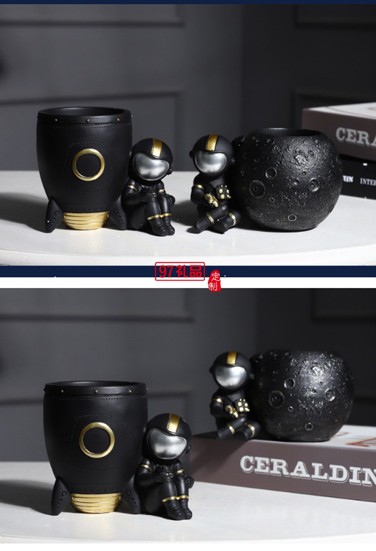 創意時尚北歐宇航員筆筒多功能桌面收納盒可愛兒童卡通太空人擺件