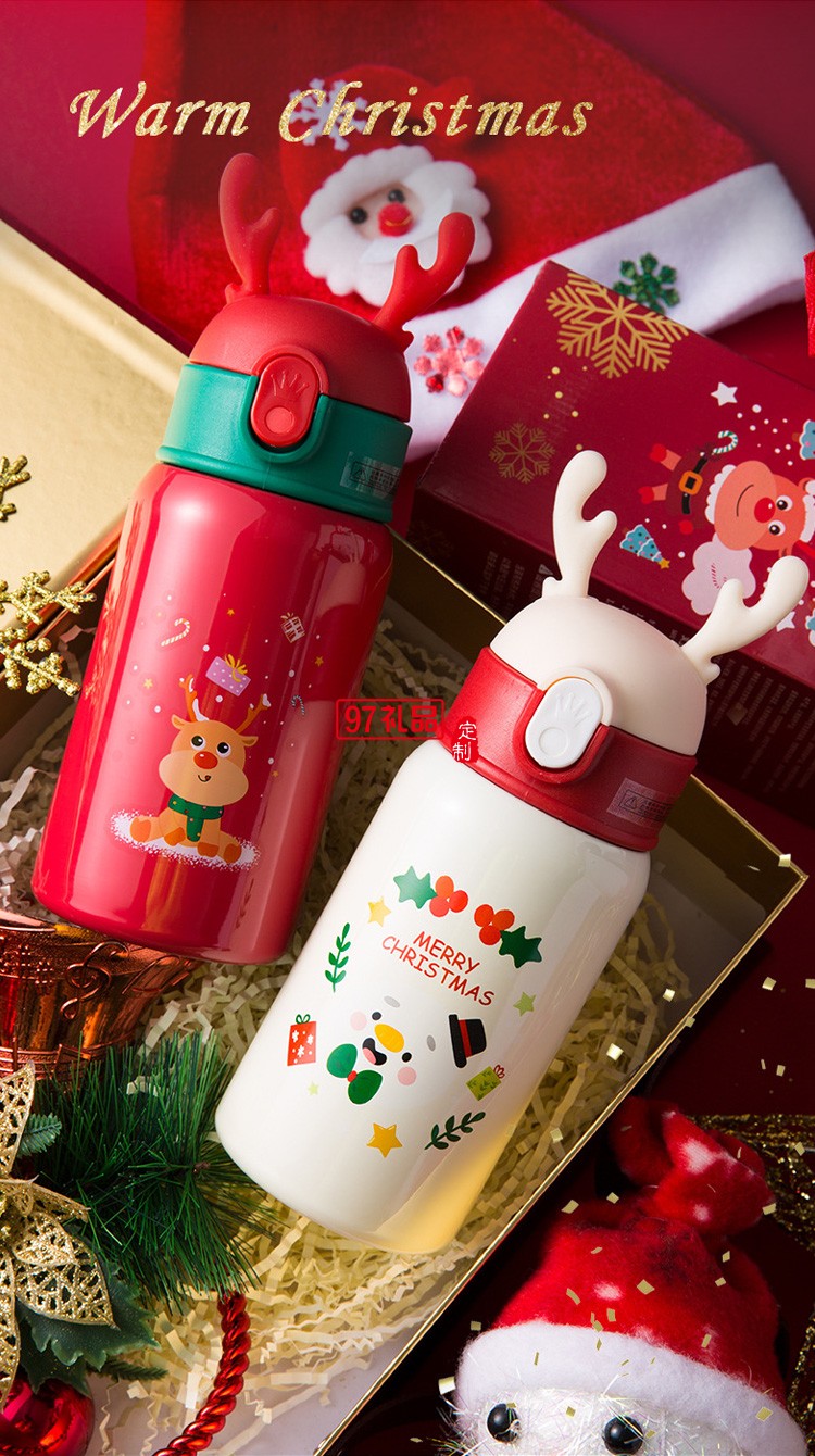 新品圣誕節不銹鋼保溫杯 隨手可愛保溫杯冬季必備 可定制logo 