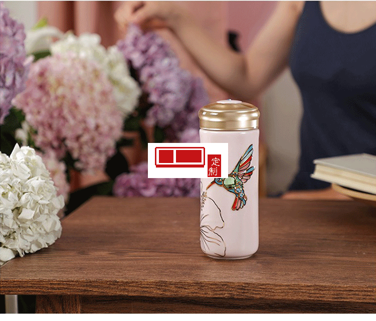 乾唐軒活瓷 吉星蜂鳥陶瓷杯隨身水杯商務創意禮品杯送客戶伴手禮