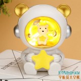 虎年吉祥物老虎小夜燈宇航員存錢罐 臥室裝飾擺件輕奢發光禮品