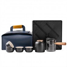 新品創意陶瓷便攜旅行茶具套裝茶盤皮包戶外一壺四杯 可定制logo