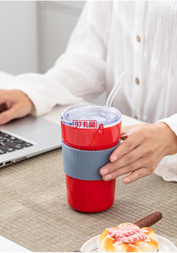 用友定制 新品時尚咖啡杯帶蓋網紅隨行冷萃奶茶杯陶瓷杯 可定制logo