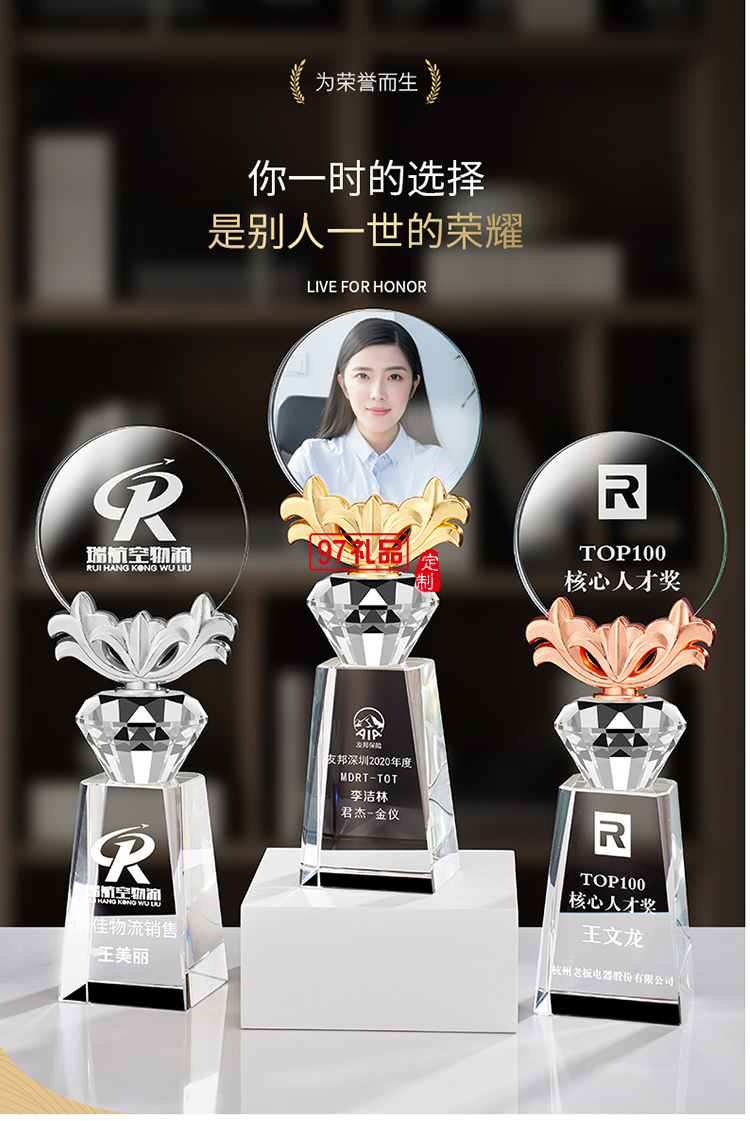 創意年會員工獎杯 表彰團隊 可定制LOGO