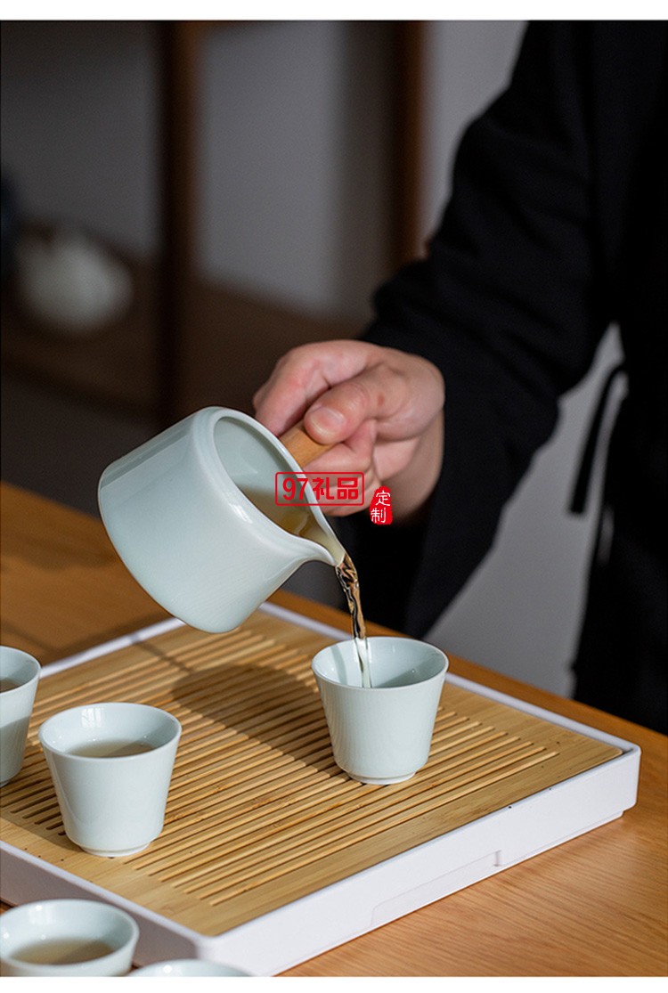 地產銀行禮品茶具套裝青瓷側把壺套裝保險商務伴手禮品LOGO