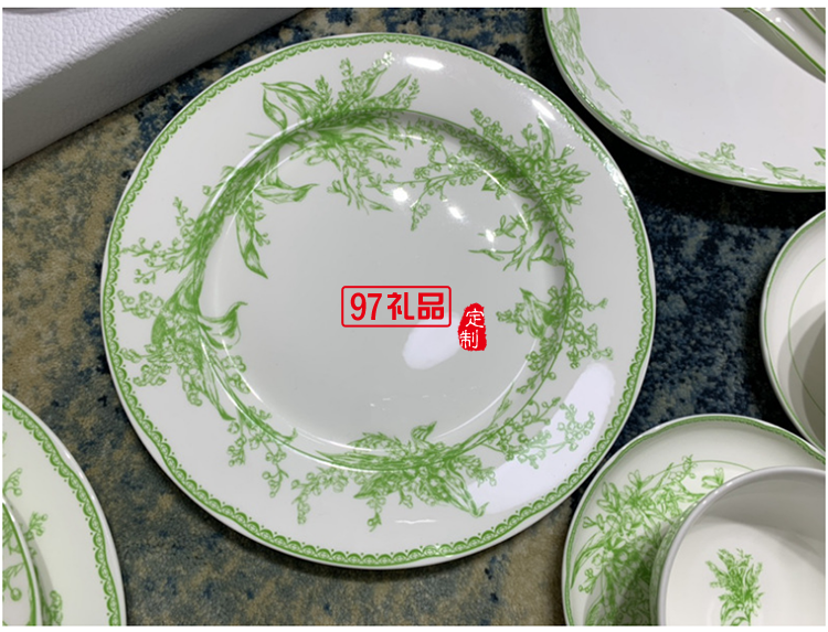 Do鈴蘭系列41頭餐具套裝禮盒DIO MAISON高級骨瓷綠色喬遷結婚