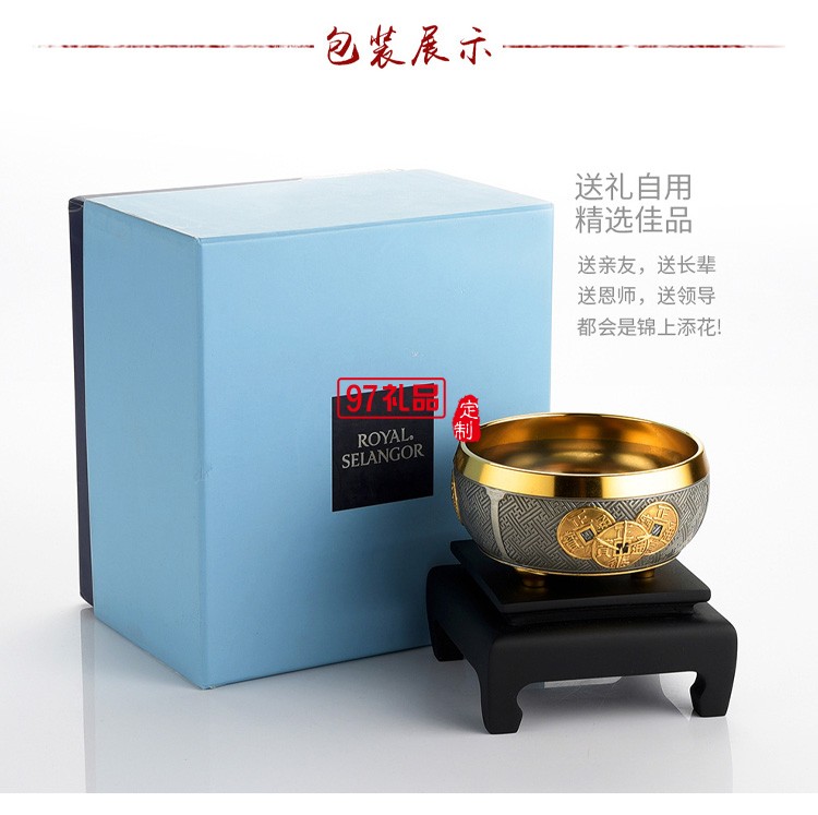 24K鍍金富貴碗商場同款 富貴碗擺件 家居喬遷開業工藝禮品 擺設裝飾