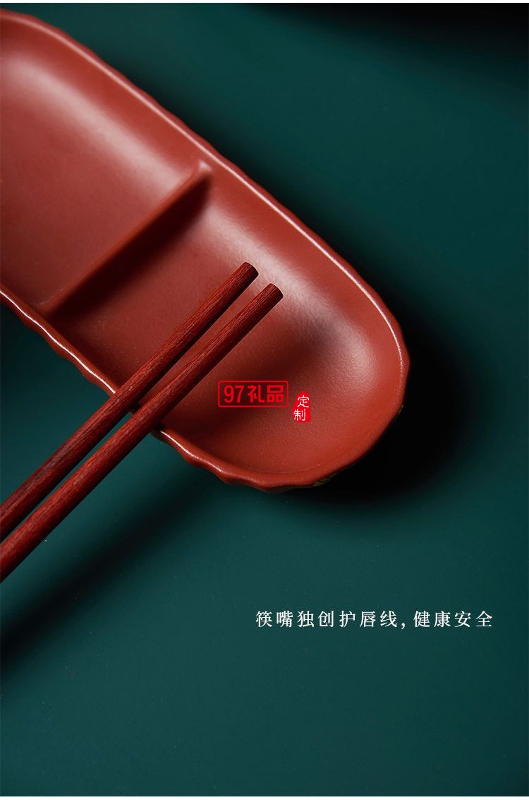 手工貼金原礦紫砂科檀紅木筷子餐具一人裝文創禮品套裝送會員貴賓