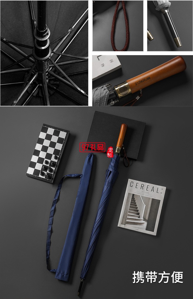 超大高爾夫傘高端復(fù)古實(shí)木長柄雨傘自動(dòng)晴雨傘直桿禮品廣告?zhèn)闩l(fā)