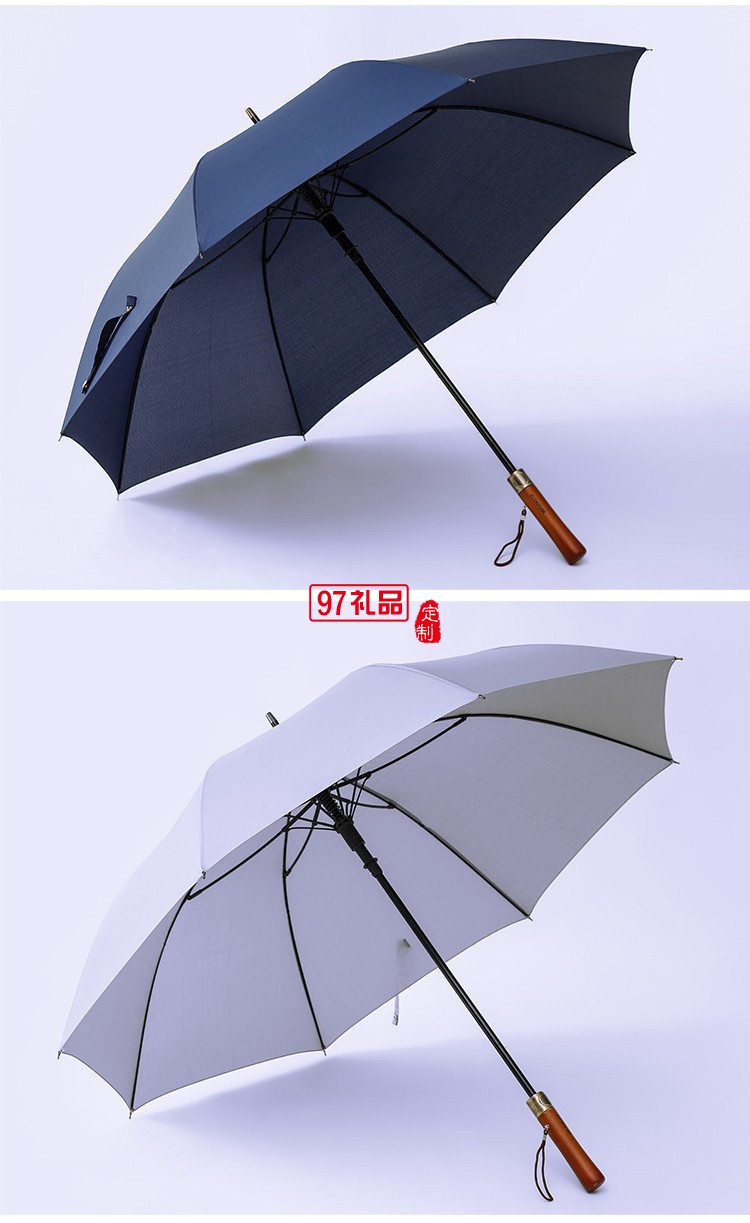 超大高爾夫傘高端復(fù)古實(shí)木長柄雨傘自動(dòng)晴雨傘直桿禮品廣告?zhèn)闩l(fā)