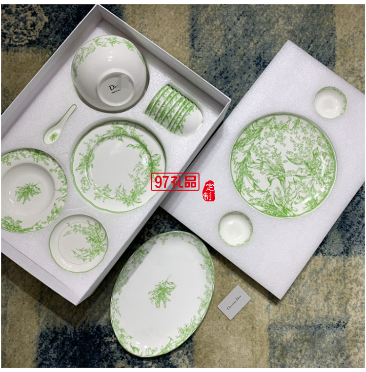 Do鈴蘭系列41頭餐具套裝禮盒DIO MAISON高級骨瓷綠色喬遷結婚