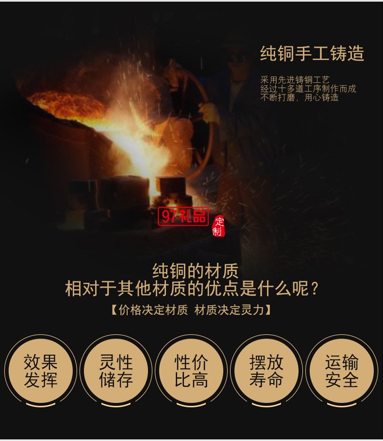 聚財純銅聚寶盆招財擺件商務 辦公室創意禮品黃銅金屬工藝品