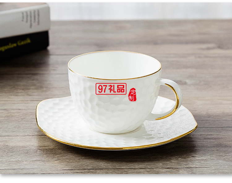 描金陶瓷咖啡具景德鎮西式高檔骨瓷杯碟15頭套裝禮品批發定制LOGO