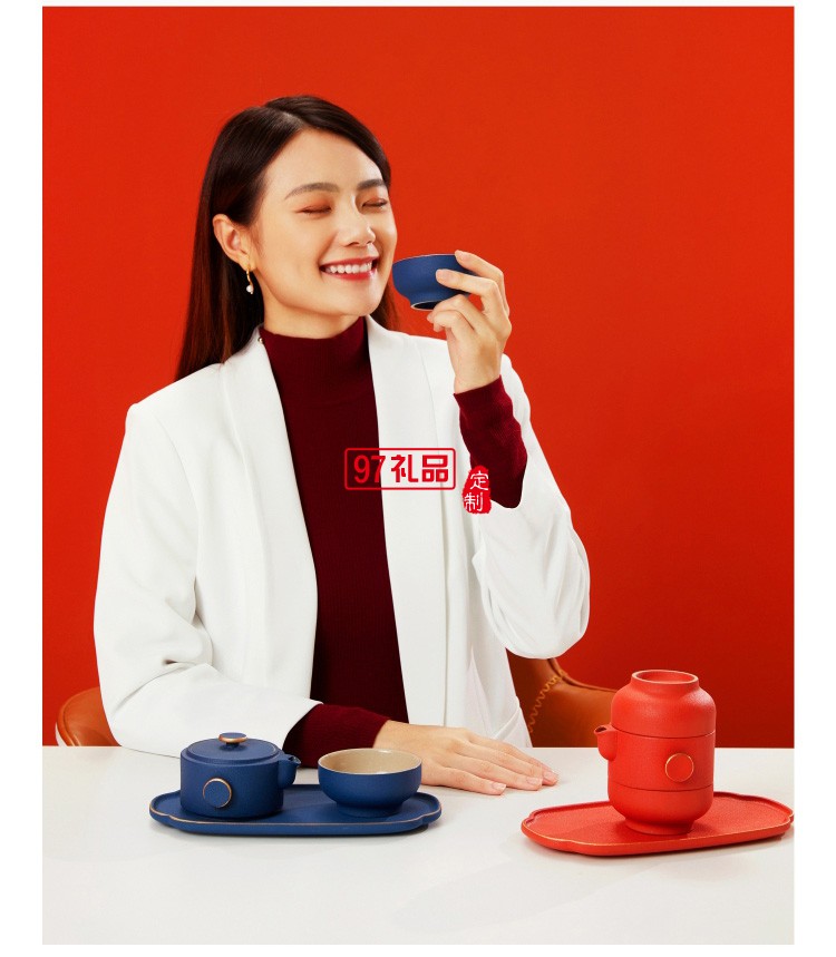 新品一壺兩杯配茶盤便攜茶具故宮風格茶具套裝可定制logo