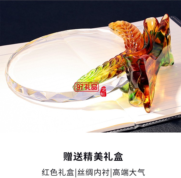 創意豐收麥穗水晶琉璃獎牌企業周年禮品定制