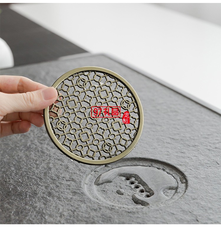 烏金石茶盤套裝 同心圓功夫茶具茶海 辦公室家用簡約茶臺托盤茶具