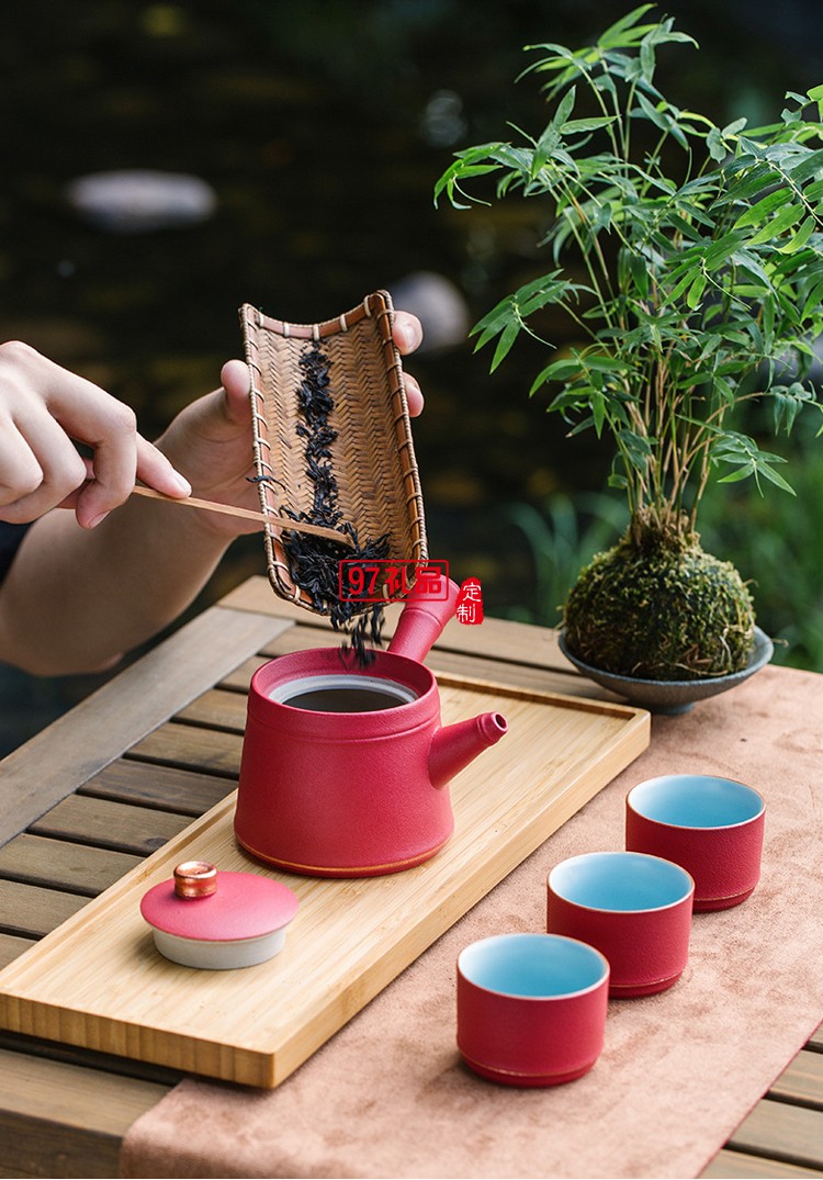 粗陶茶具套裝批發一壺三杯帶茶葉罐干泡茶盤整套