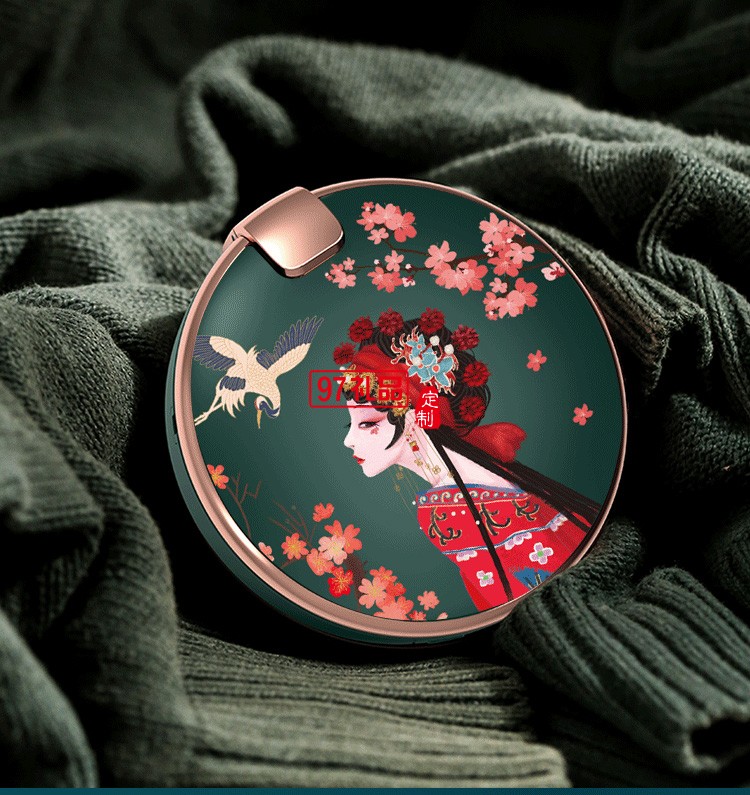 創意自帶線充電寶 便攜通用化妝鏡可暖手5000MAh-10000MAh