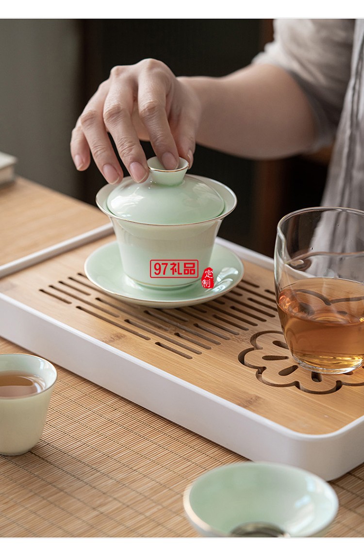 膠囊包雙側把壺旅行茶具套裝帶茶盤便攜式蓋碗陶瓷功夫茶具