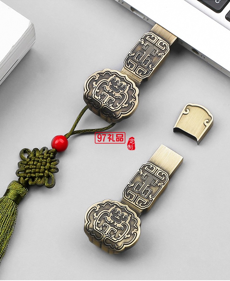 中國(guó)風(fēng)復(fù)古合金古銅如意U盤(pán)  高速車載