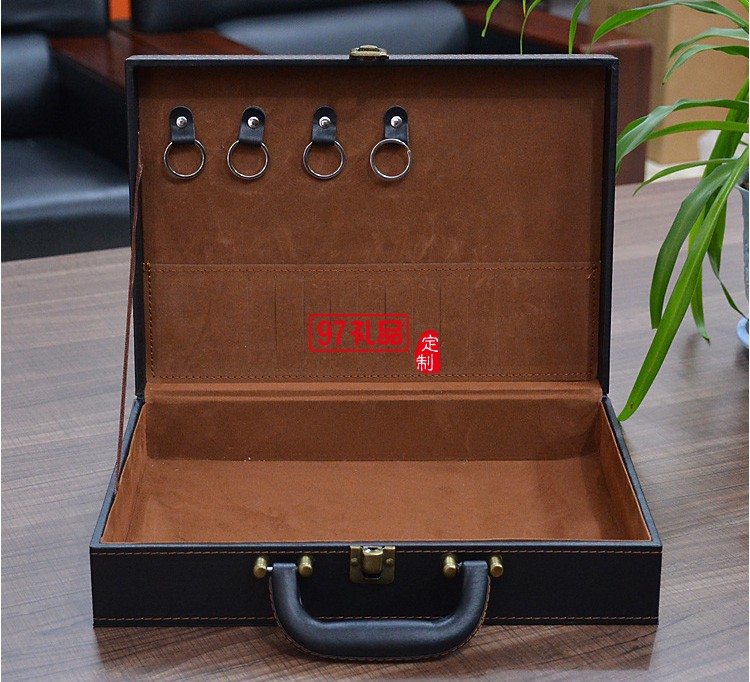 高檔皮革手提房地產a4合同交付鑰匙盒