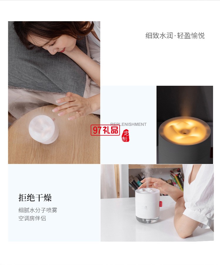 創意夜燈家用桌面辦公車載USB充電大容量迷你雪山加濕器
