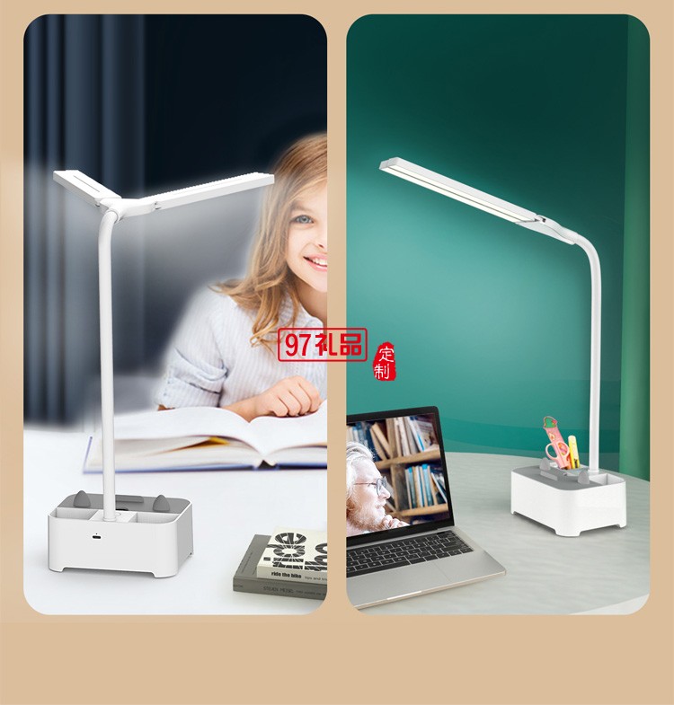  新款創意學生充電臺燈手機支架筆筒USB