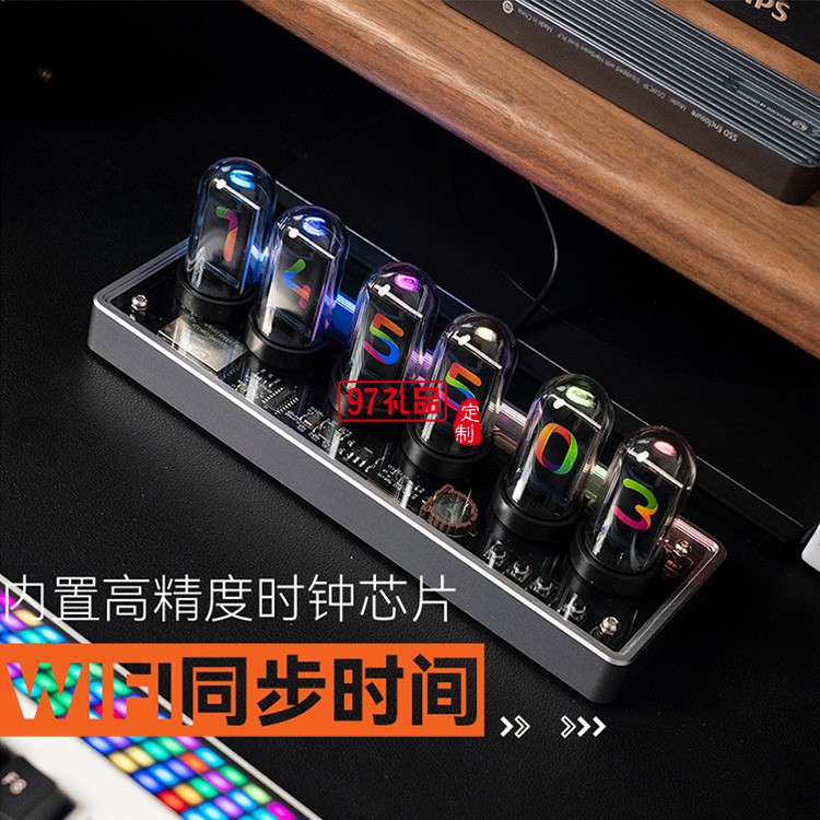 彩屏擬輝光管數字時鐘鬧鐘電子競技