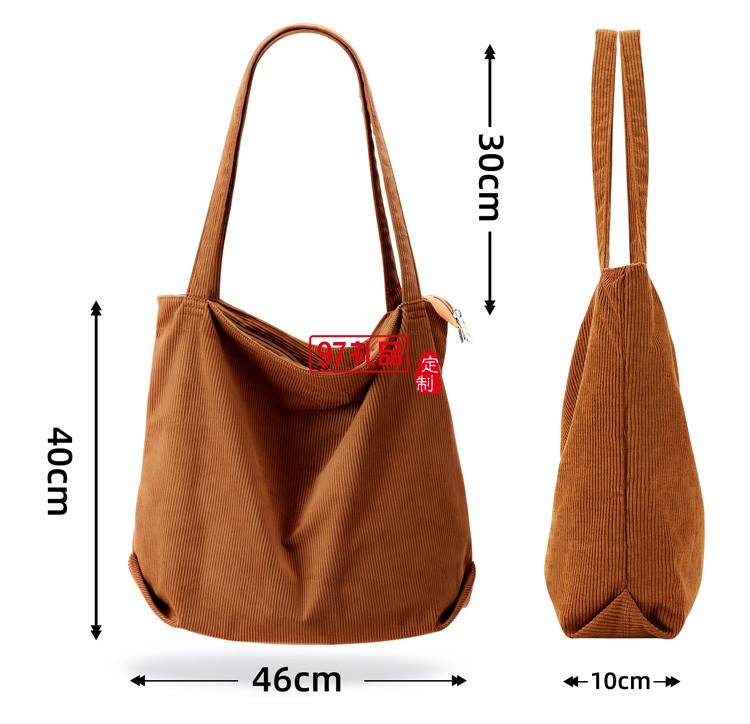 韓版休閑大容量購物袋時尚燈芯絨帆布手提包簡約復(fù)古防潑水
