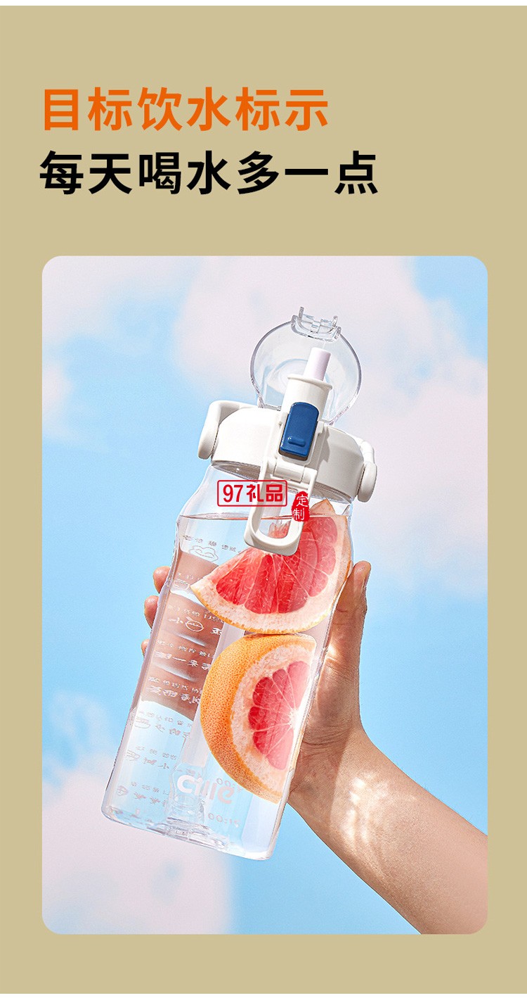 希樂大容量塑料水杯學生吸管戶外運動水壺禮品杯子定制