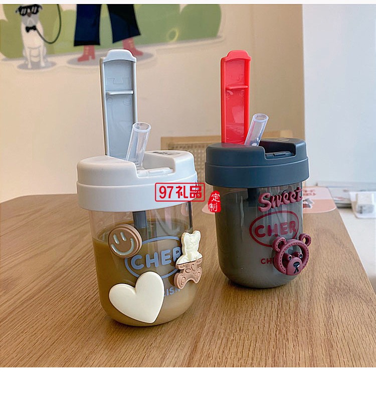 夏天創(chuàng)意ins風噸噸杯吸管可愛迷你小巧男女學生塑料水杯網(wǎng)紅便攜