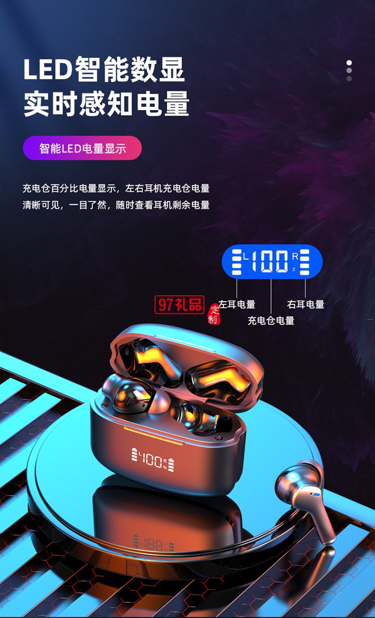 數(shù)顯藍(lán)牙耳機(jī)ENC主動(dòng)降噪 運(yùn)動(dòng)游戲電競(jìng)