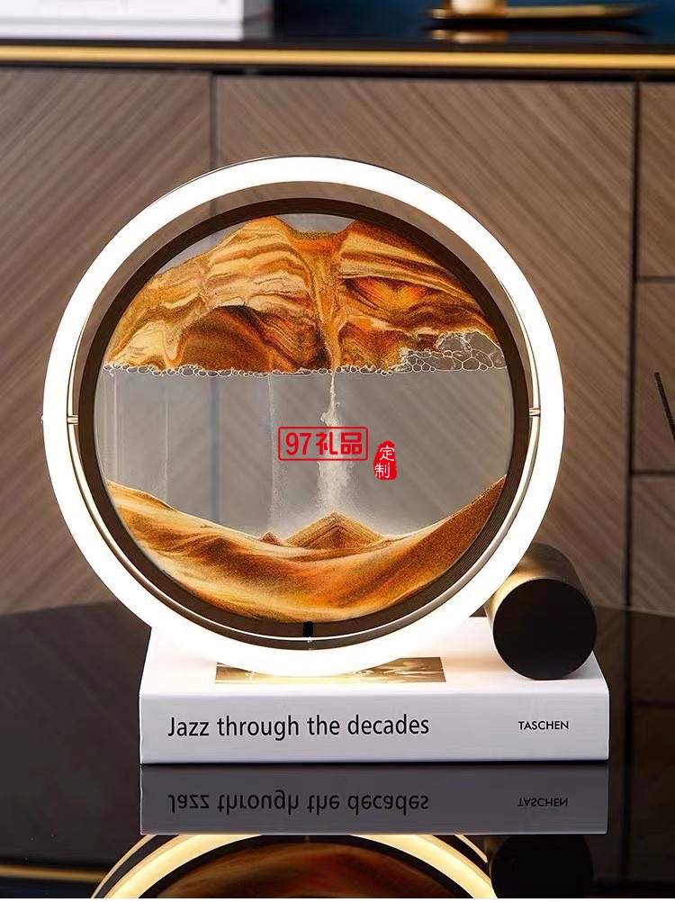 3D時光沙漏擺件創意圓形玻璃流沙畫