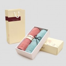 全A類素色純棉毛巾 長絨棉禮品創意面巾2件套裝