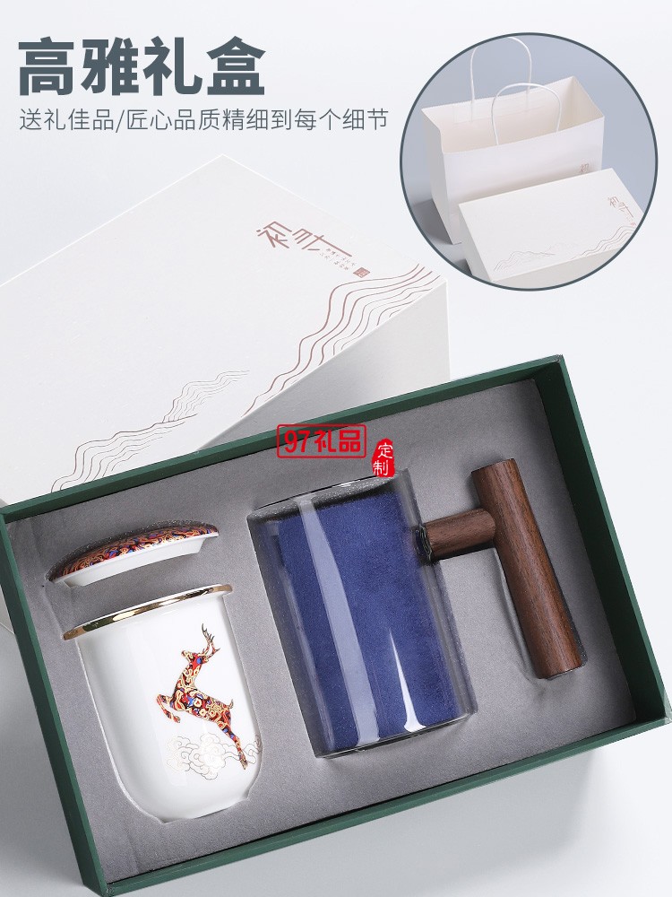 創意耐熱玻璃杯水杯馬克杯陶瓷內膽過濾辦公杯茶杯木手柄泡茶杯