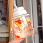ins大肚塑料水杯帶背帶高顏值網紅便攜吸管杯超大容量水壺