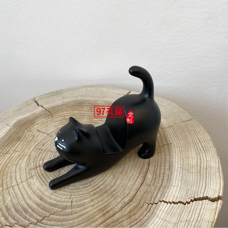 日式卡卡通貓咪手機支架桌面擺件