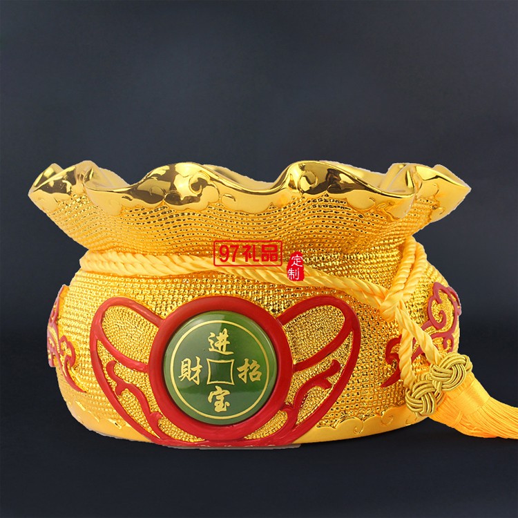 金錢(qián)袋擺件聚寶盆存錢(qián)罐家居擺設(shè)樹(shù)脂工藝品
