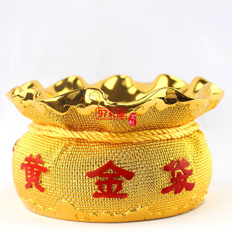 金錢(qián)袋擺件聚寶盆存錢(qián)罐家居擺設(shè)樹(shù)脂工藝品