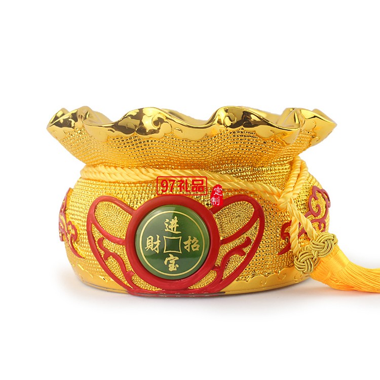 金錢(qián)袋擺件聚寶盆存錢(qián)罐家居擺設(shè)樹(shù)脂工藝品
