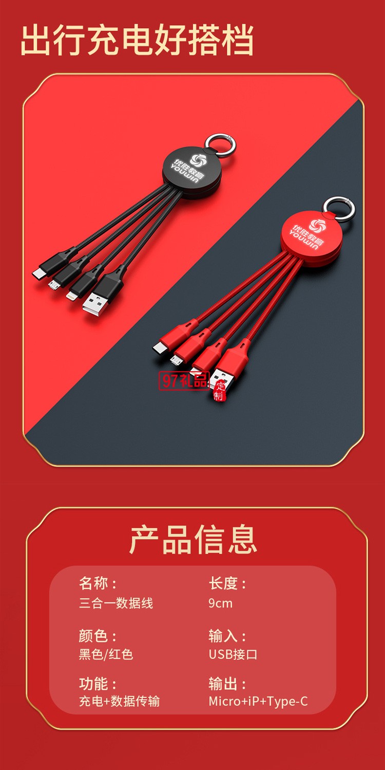 移動電源、U盤、三合一數據線商務套裝公司廣告禮品定制