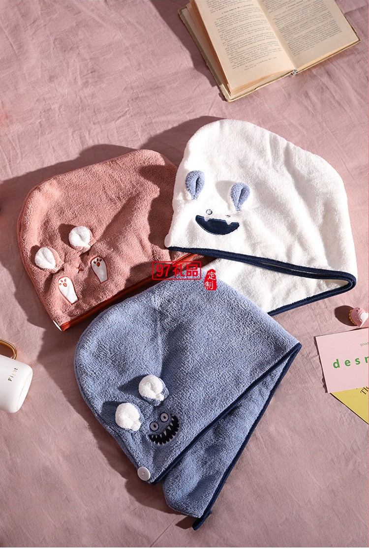 ins卡通干發帽珊瑚絨浴帽超強吸水速干包頭巾加厚兒童可愛干發巾