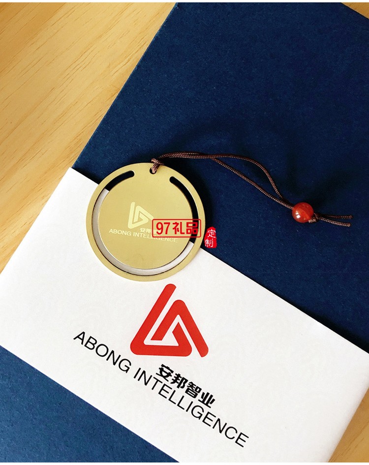 黃銅書簽書扣紅木筆商務文創禮品套裝