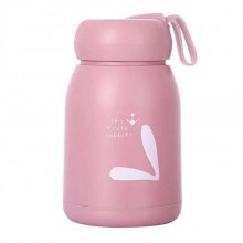可愛萌萌兔水杯便攜式水杯學生帶提繩杯子