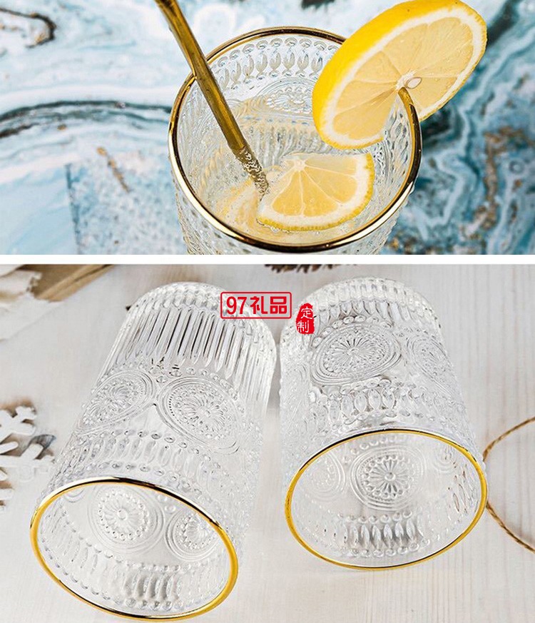 玻璃透明太陽(yáng)花杯子家用水杯飲料果汁杯多規(guī)格啤酒杯子