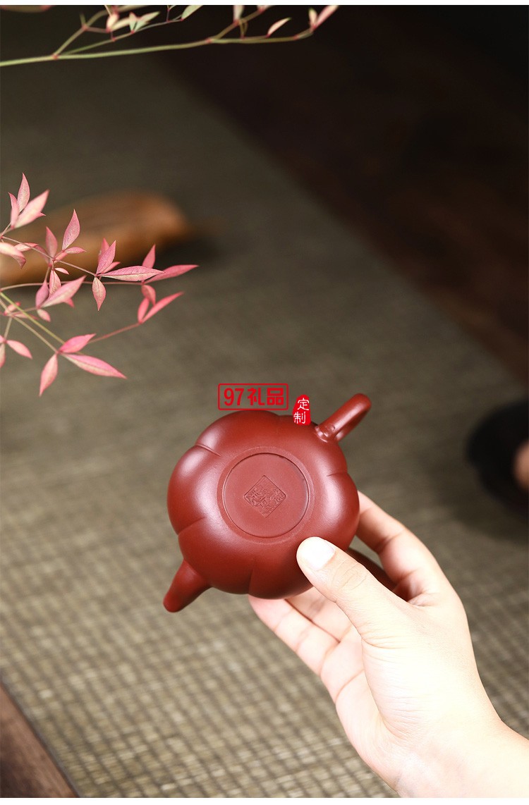 宜興紫砂壺 純手工原礦大紅袍南瓜壺 批發定制茶壺茶具