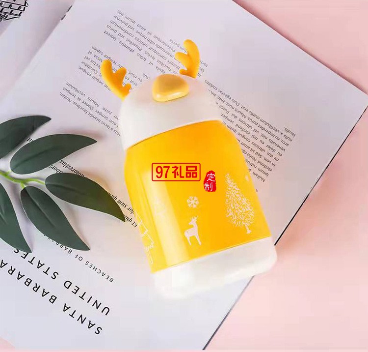 可愛卡通靈鹿杯玻璃學生杯子便攜式玻塑杯