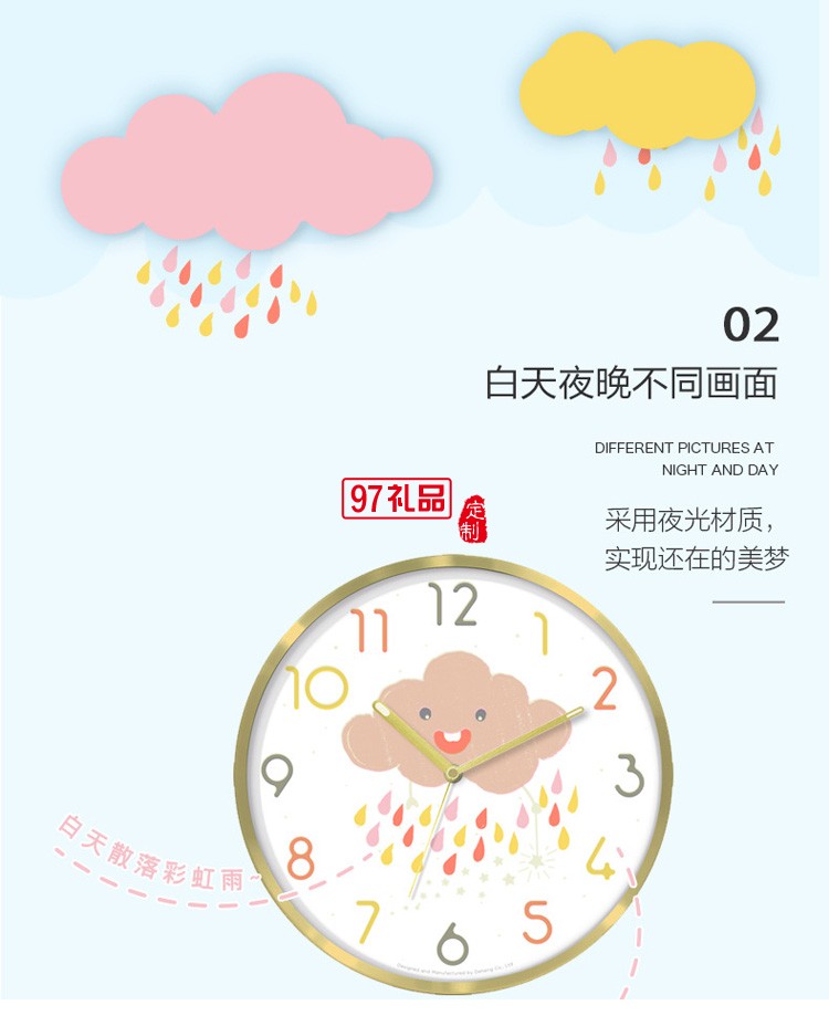 居家兒童趣味夜光時(shí)鐘  卡通靜音發(fā)亮