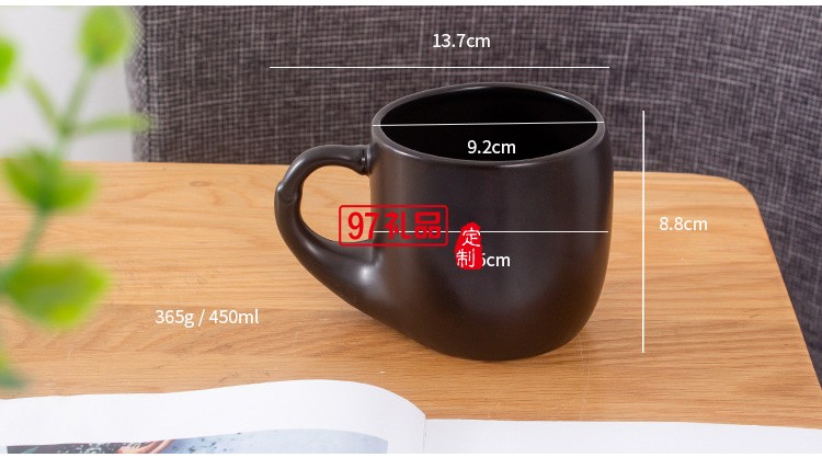 新款色釉日式陶瓷杯馬克禮品創意瓷杯子定制啞光磨砂大肚杯